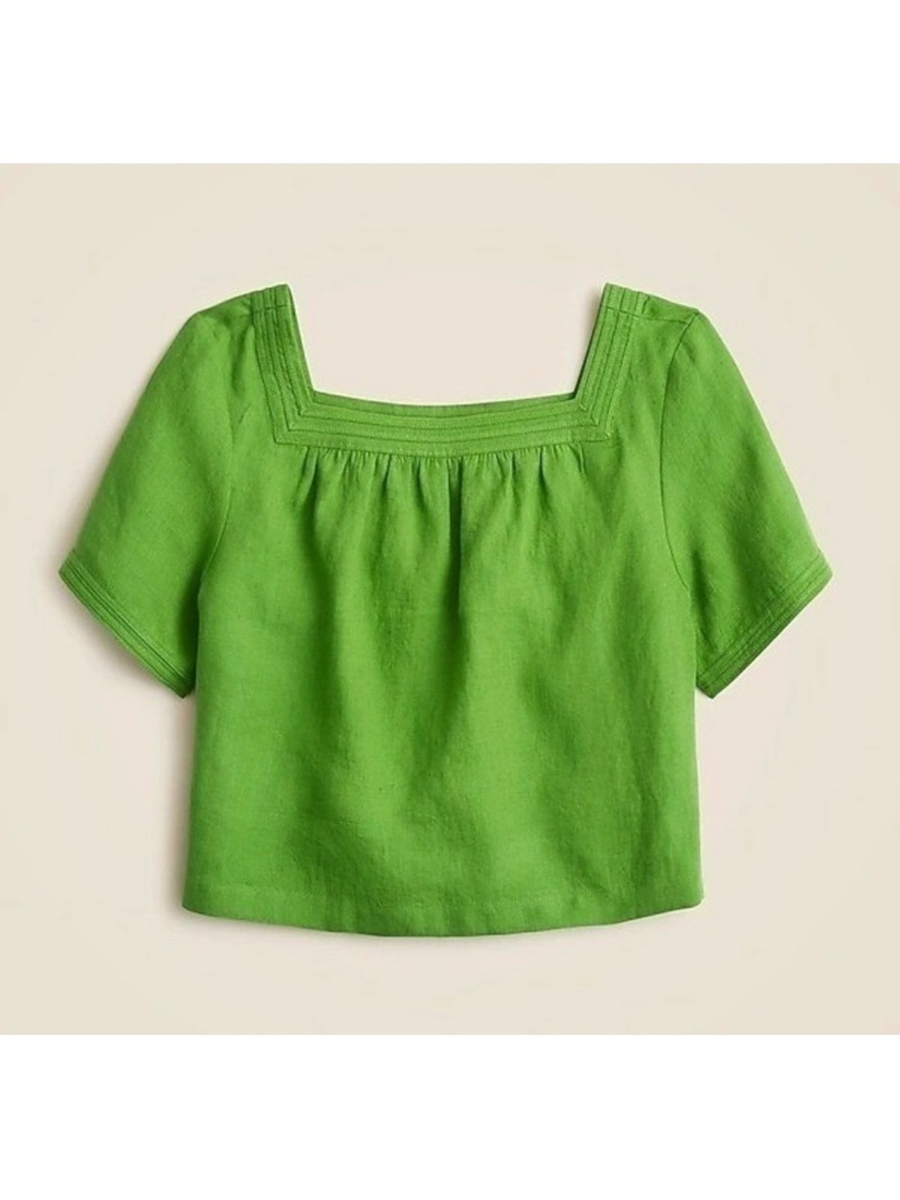 J. Crew Sailor Square-neck Linen Top in Summer Moss Size Small